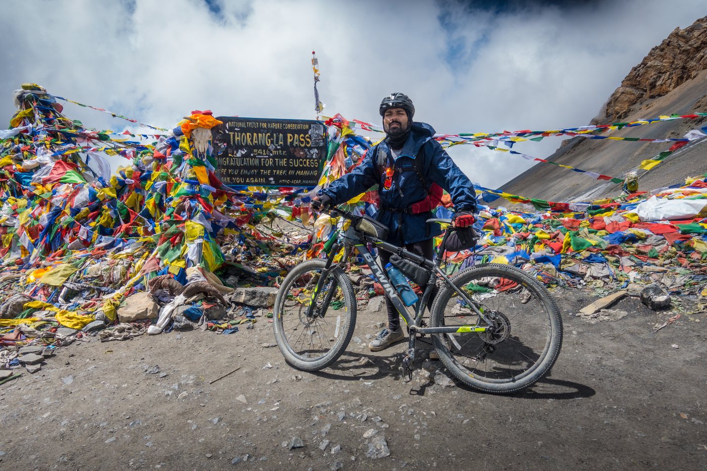 Shekhoo Shyam Raja cycling on the Annapurna Circuit in Nepal