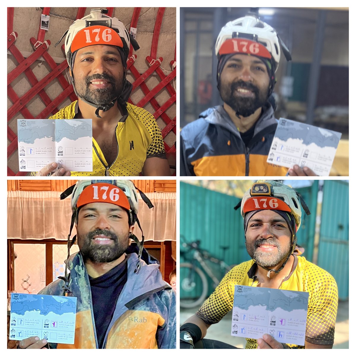 Portrait collage of Shekhoo Shyam Raja during Silk Road Mountain Race events